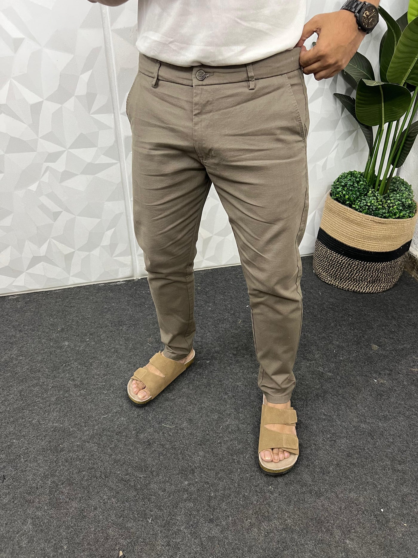 Linen fabric chinos