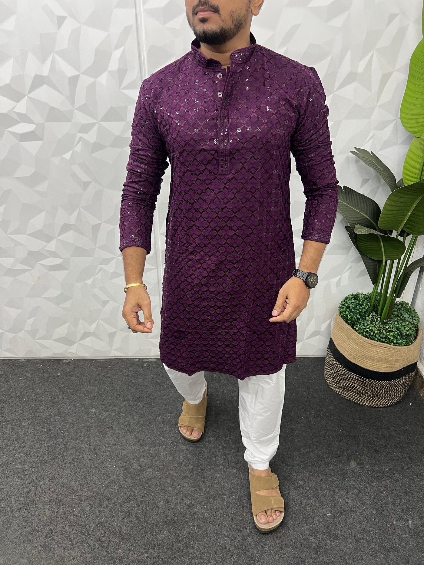 Lucknowi fabric long kurta