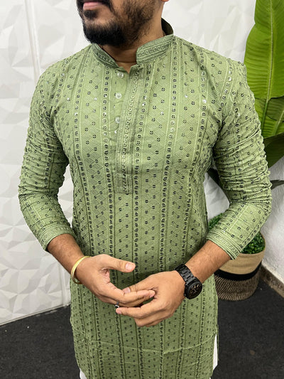 Lucknowi fabric long kurta