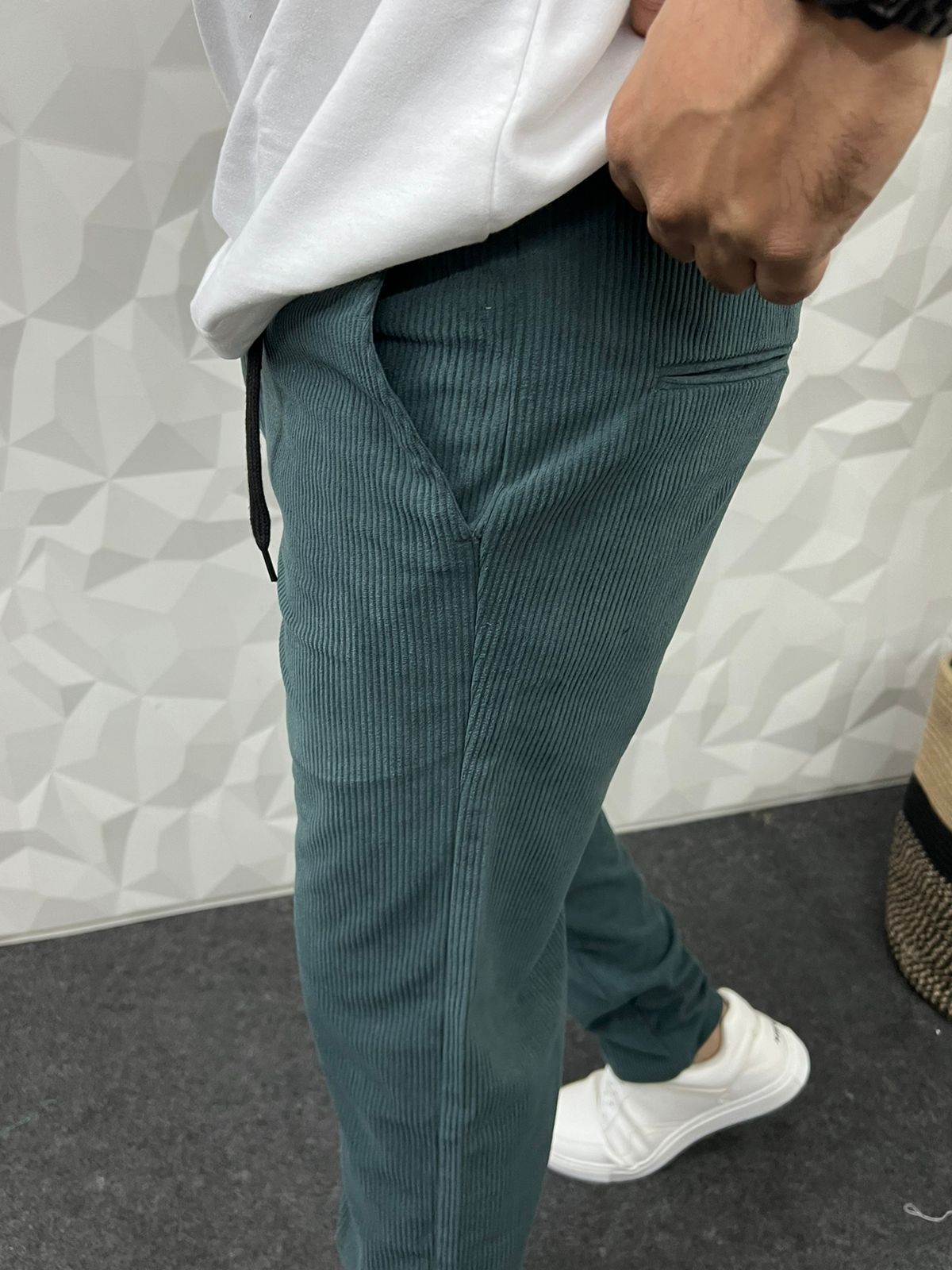 Imported corduroy baggy fit pants ( Teal green )