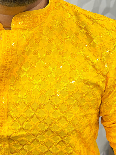 Lucknowi fabric long kurta
