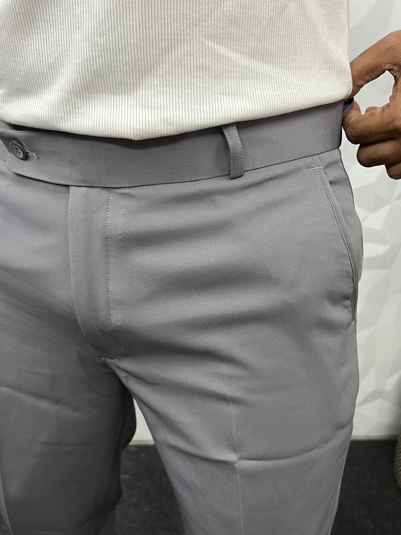 Cotton lycra fabric grey trouser