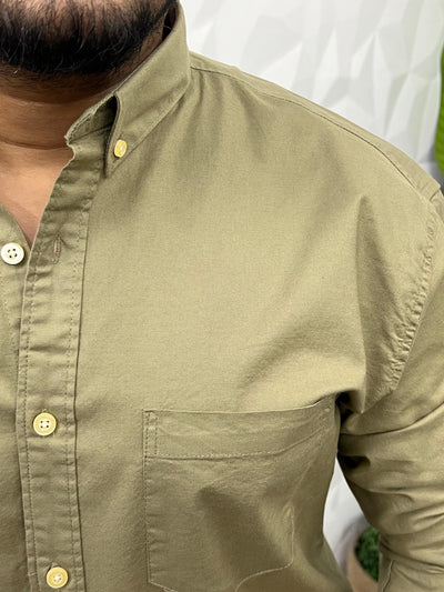 Oxford lycra solid shirt (Olive green)