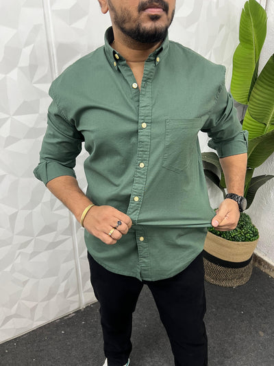 Oxford lycra solid shirt (Dusty green)