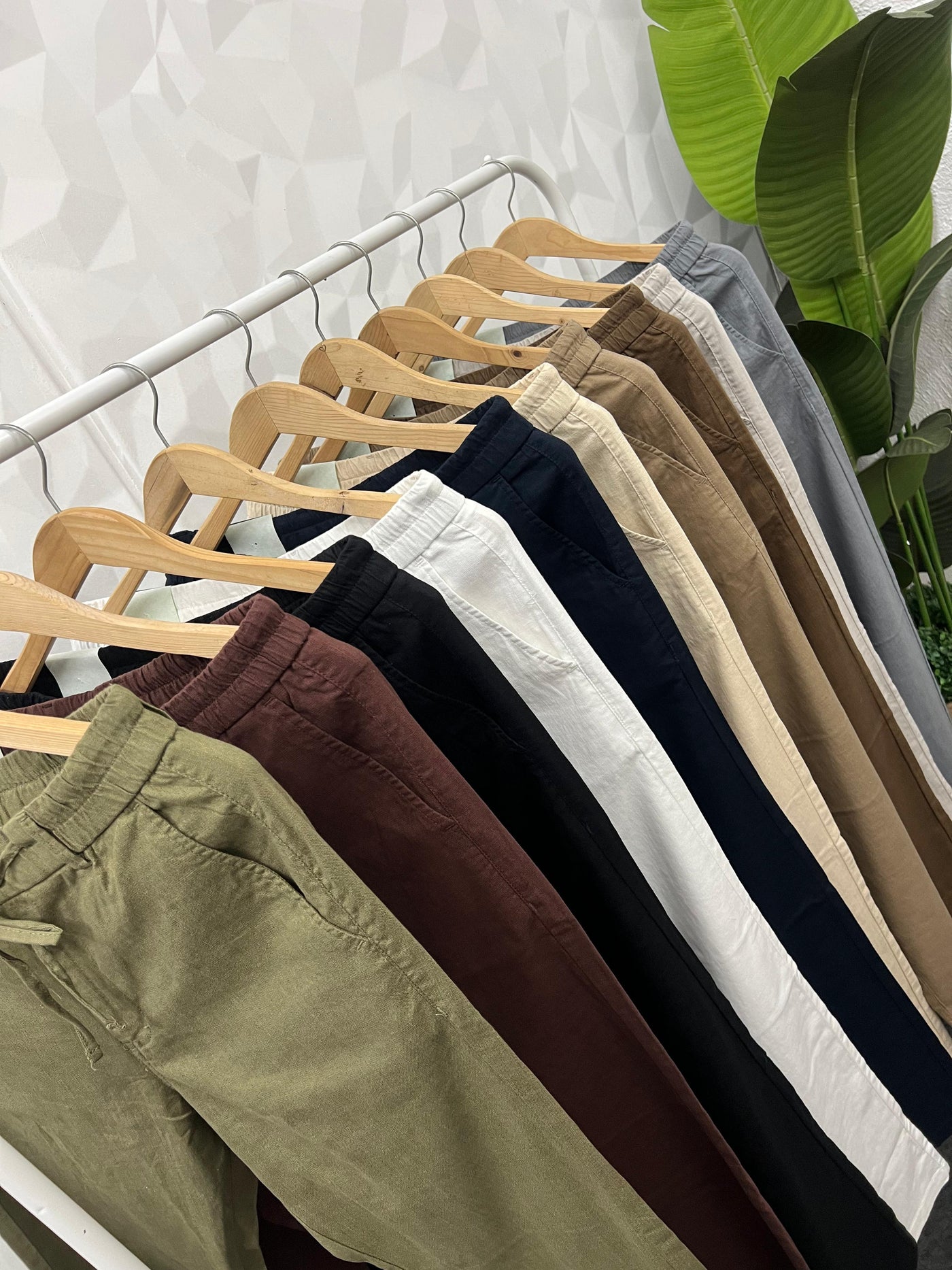 Dobby linen fabric pants