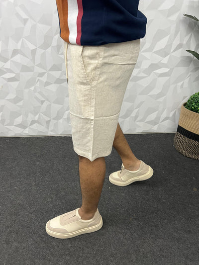 Linen fabric shorts (Beige)