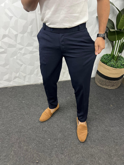 Peanut fabric ankle trouser ( Navy blue )