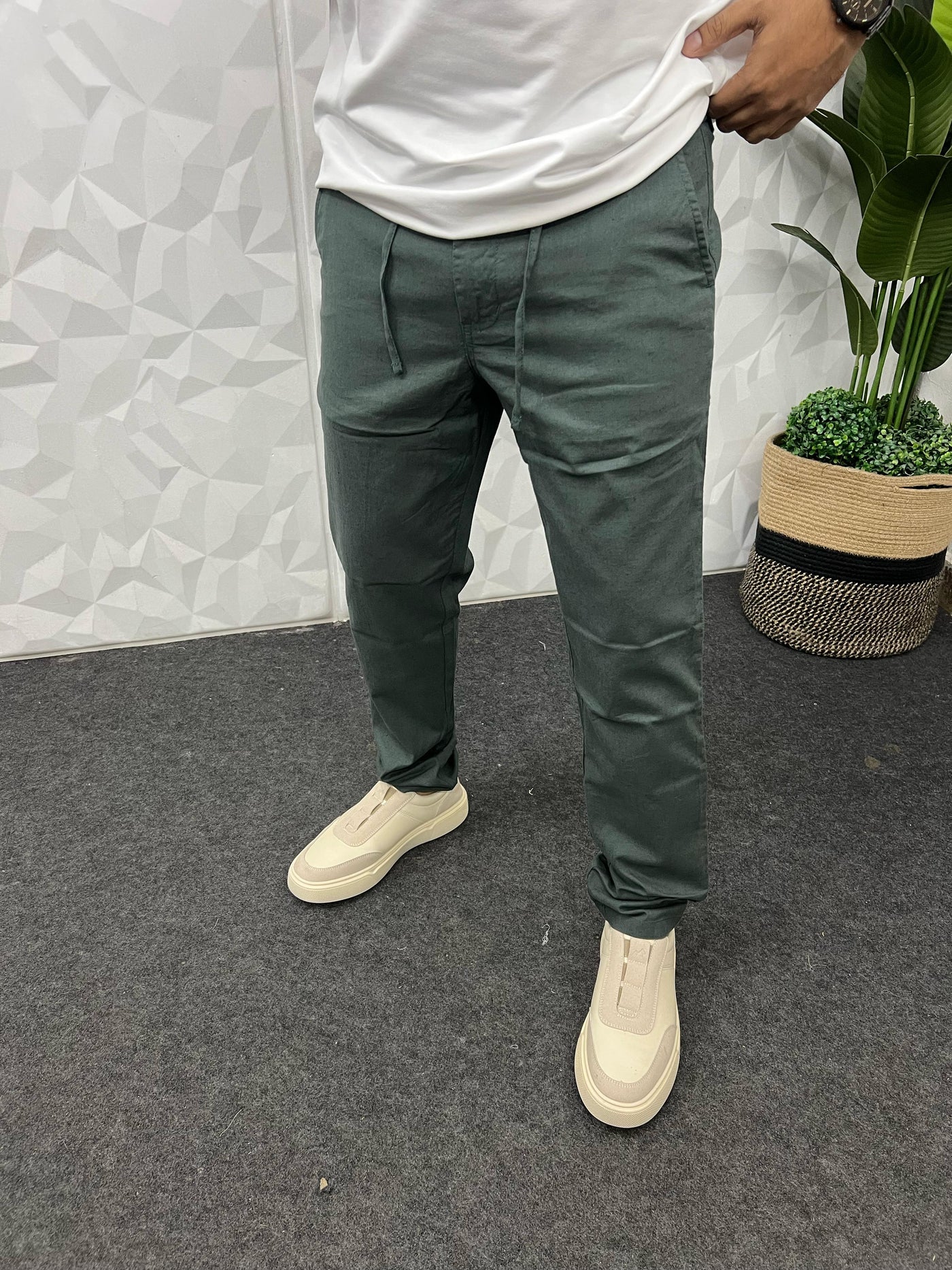 Linen fabric chino pant