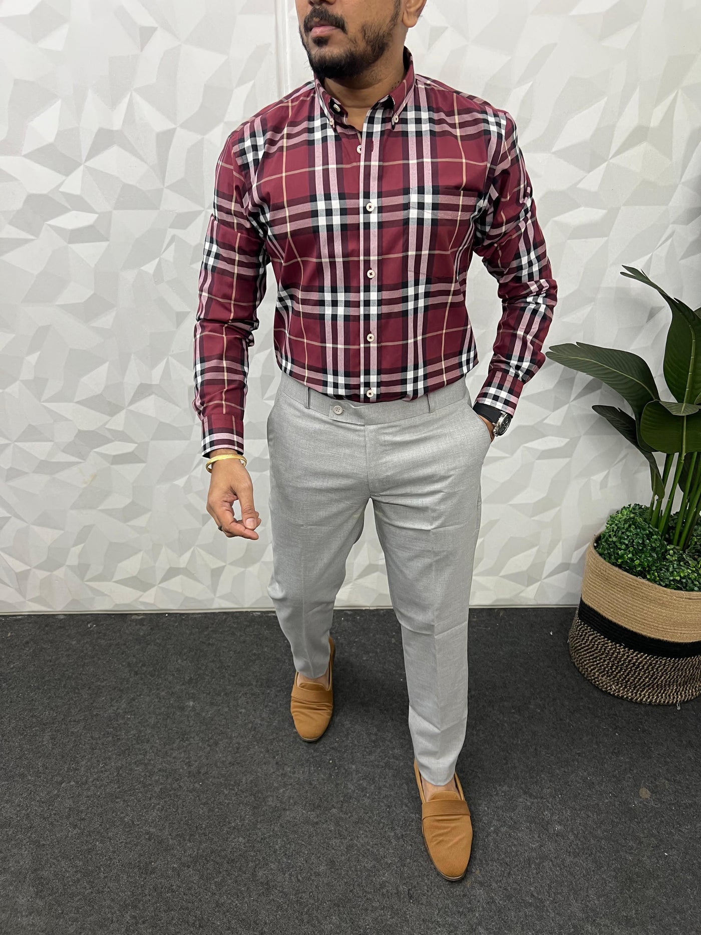 Cotton poplin burberry chex shirt