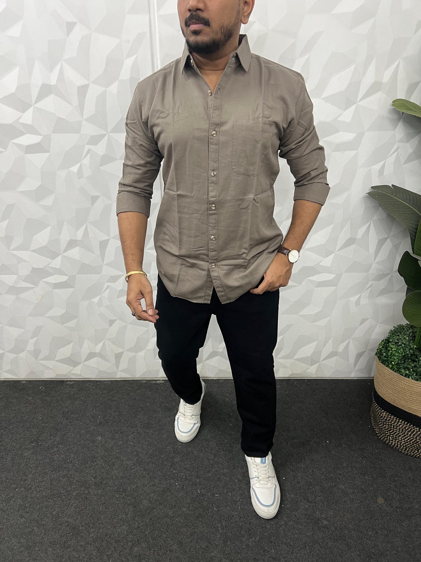 Twill fabric plain shirt