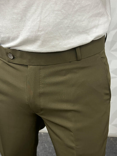 Cotton lycra fabric bottle green trouser