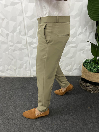 Cotton lycra fabric khaki trouser