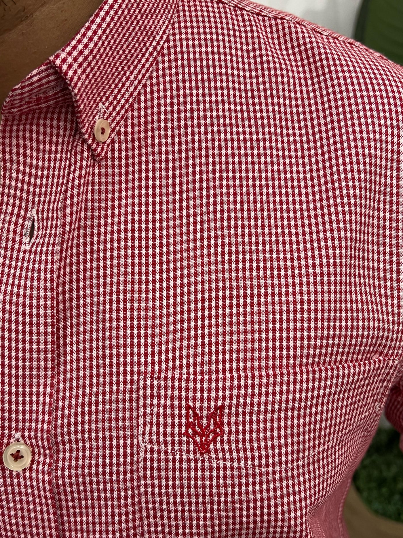 Oxford fabric formal small chex shirt