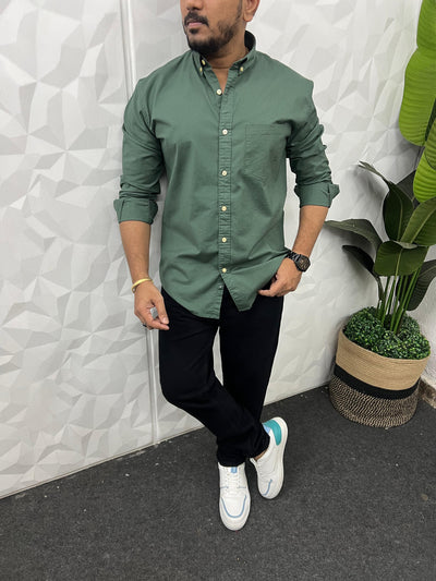 Oxford lycra solid shirt (Dusty green)