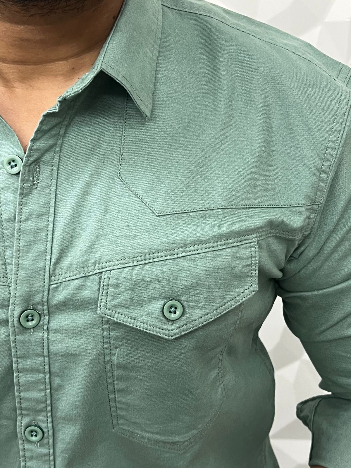 Oxford Lycra fabric cargo shirt ( ocean green )