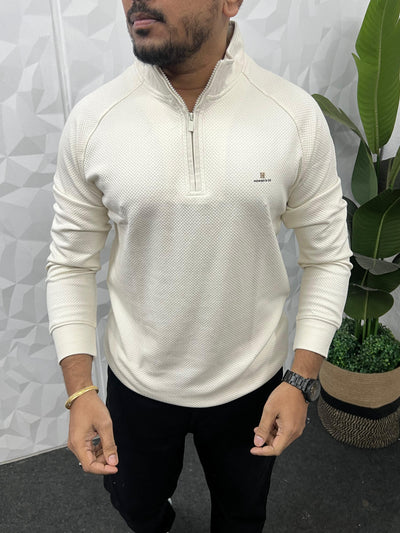 High neck popcorn fabric t-shirt