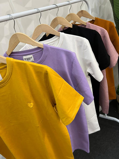 4 way lycra fabric solid t-shirt ( yellow )