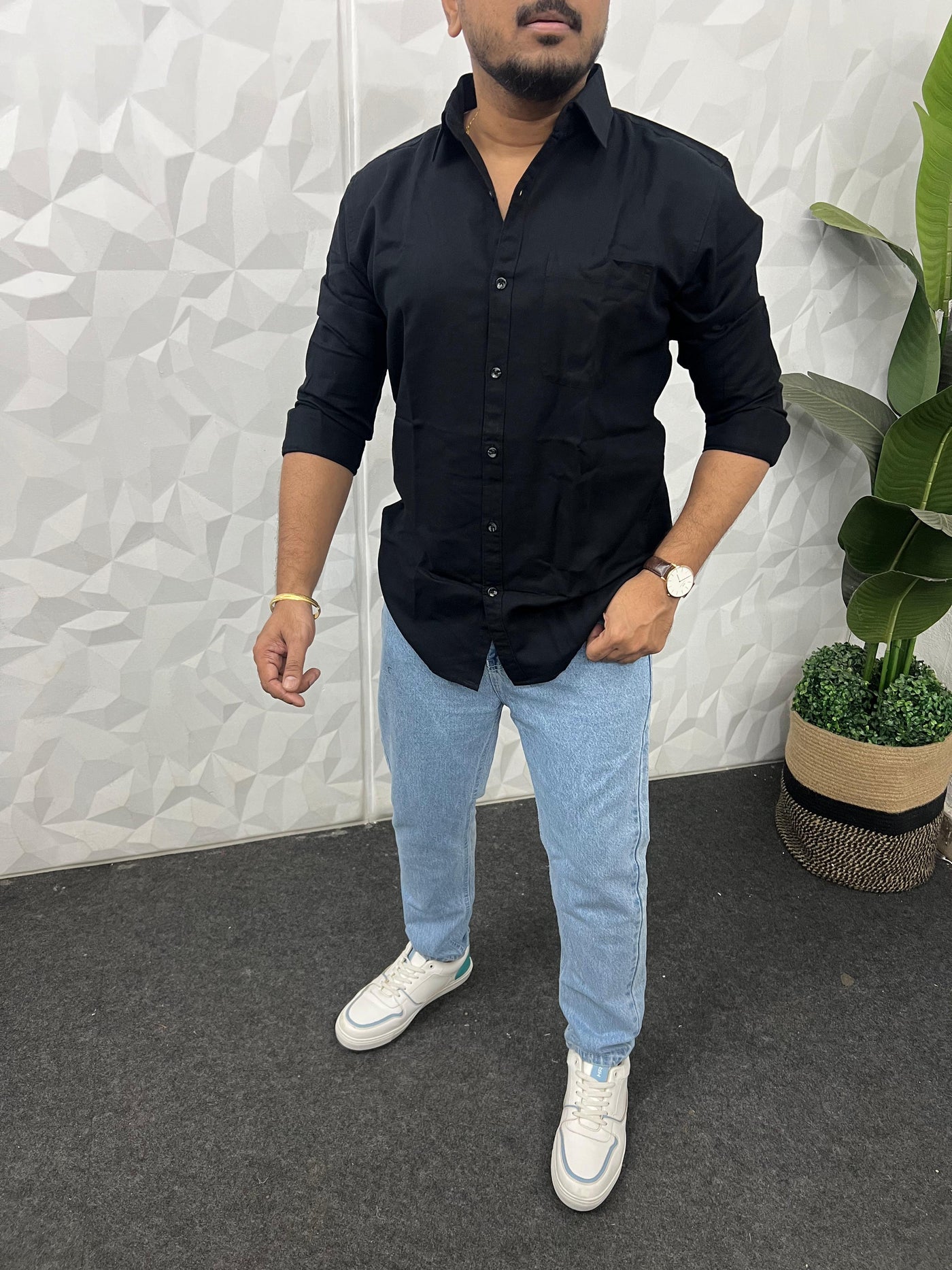 Twill fabric plain shirt