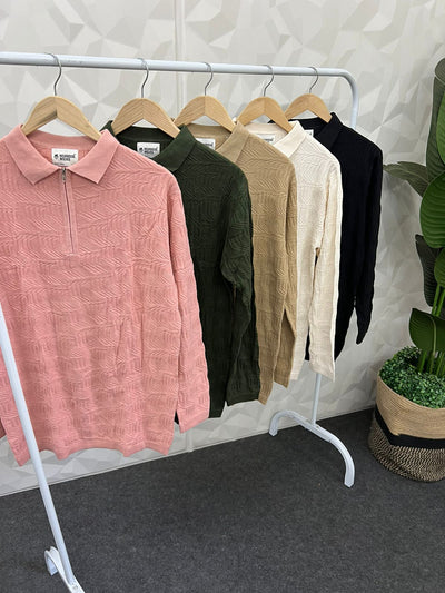 Aztec polo knitted full t-shirt ( peach )