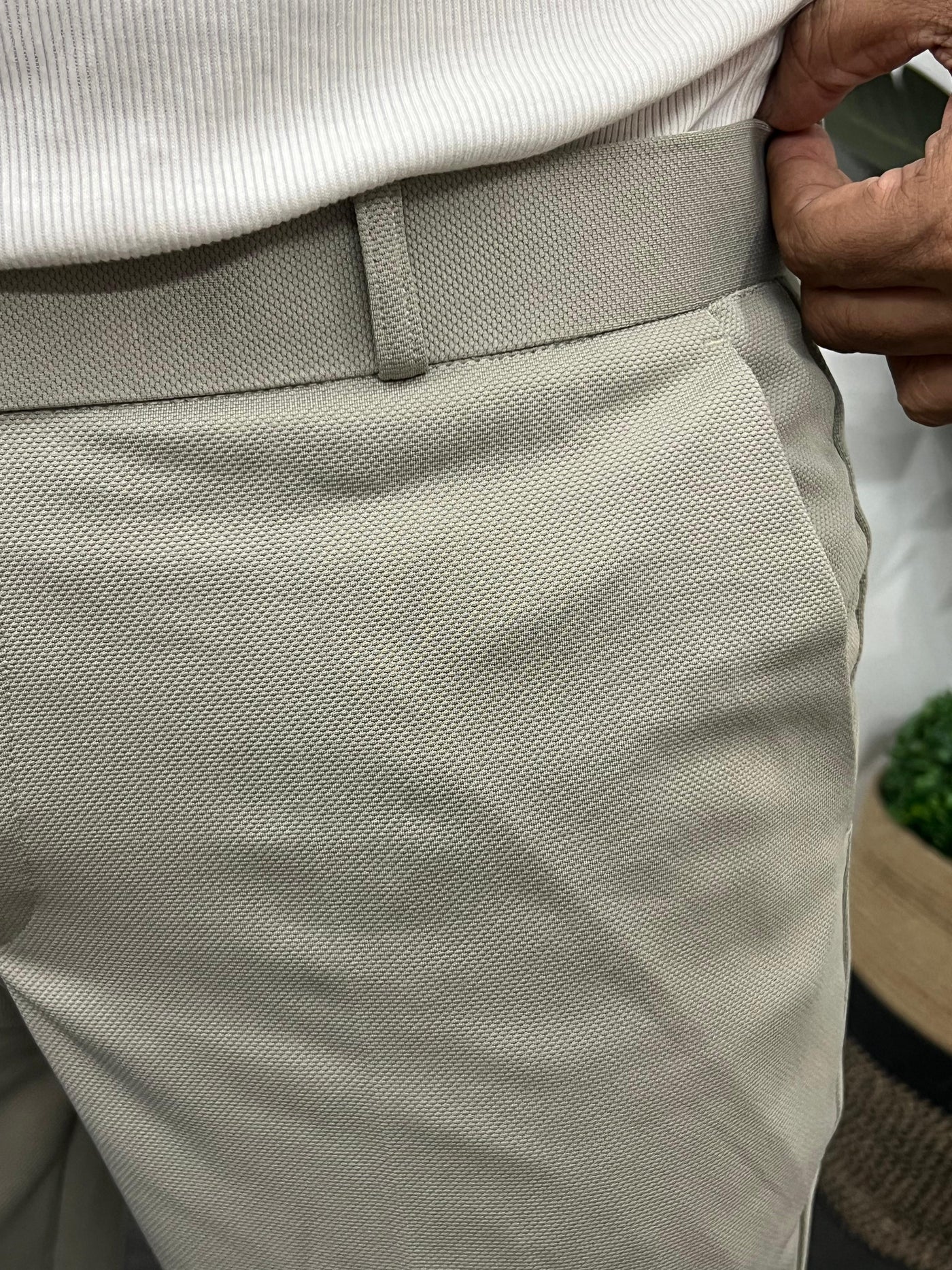 Peanut fabric ankle trouser