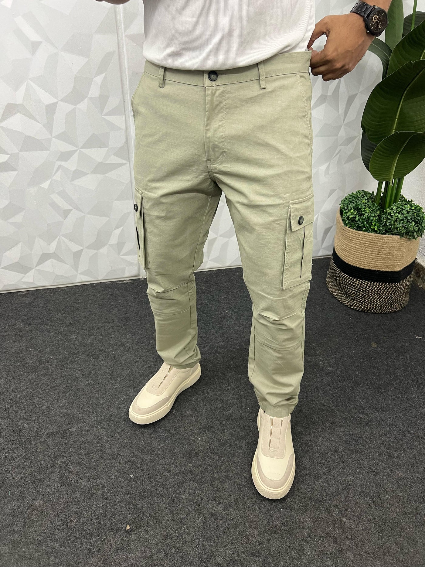 Linen fabric cargo pant