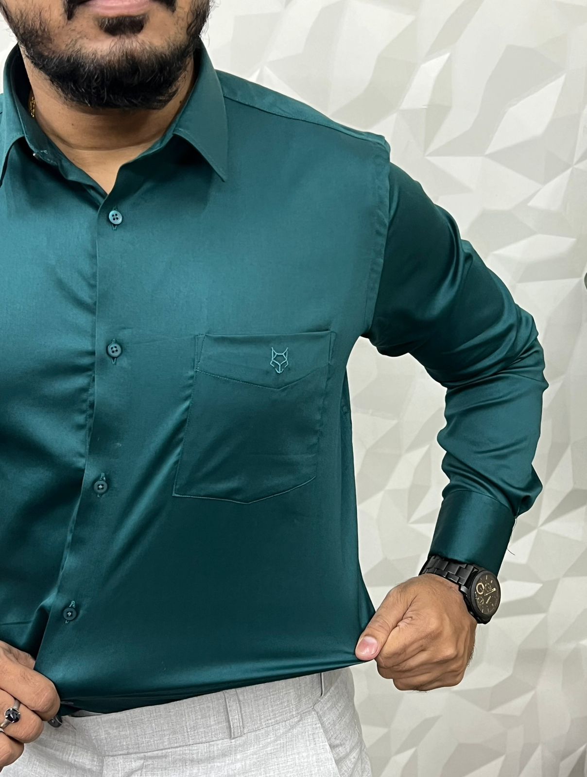 Vardhman satin lycra shirt