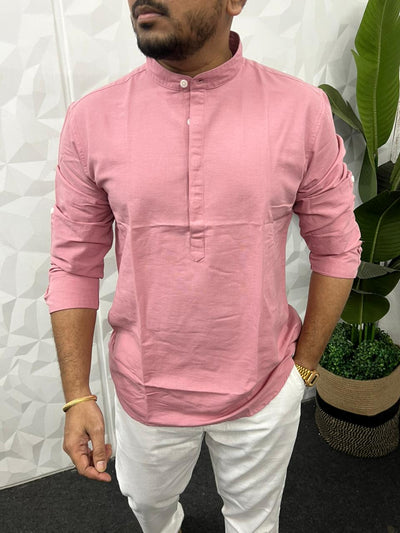 Slub linen short kurta