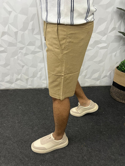 Linen fabric shorts (Khaki)