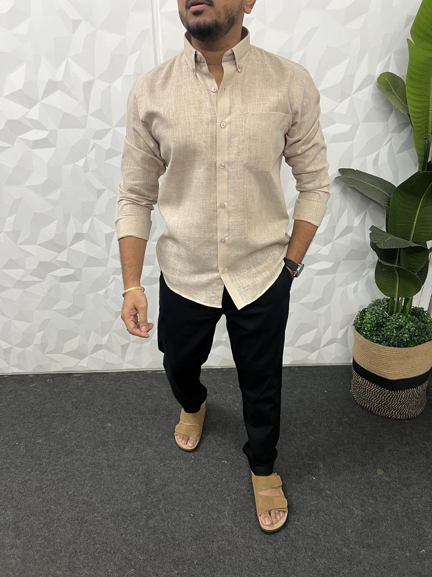 Khadi linen fabric plain shirt