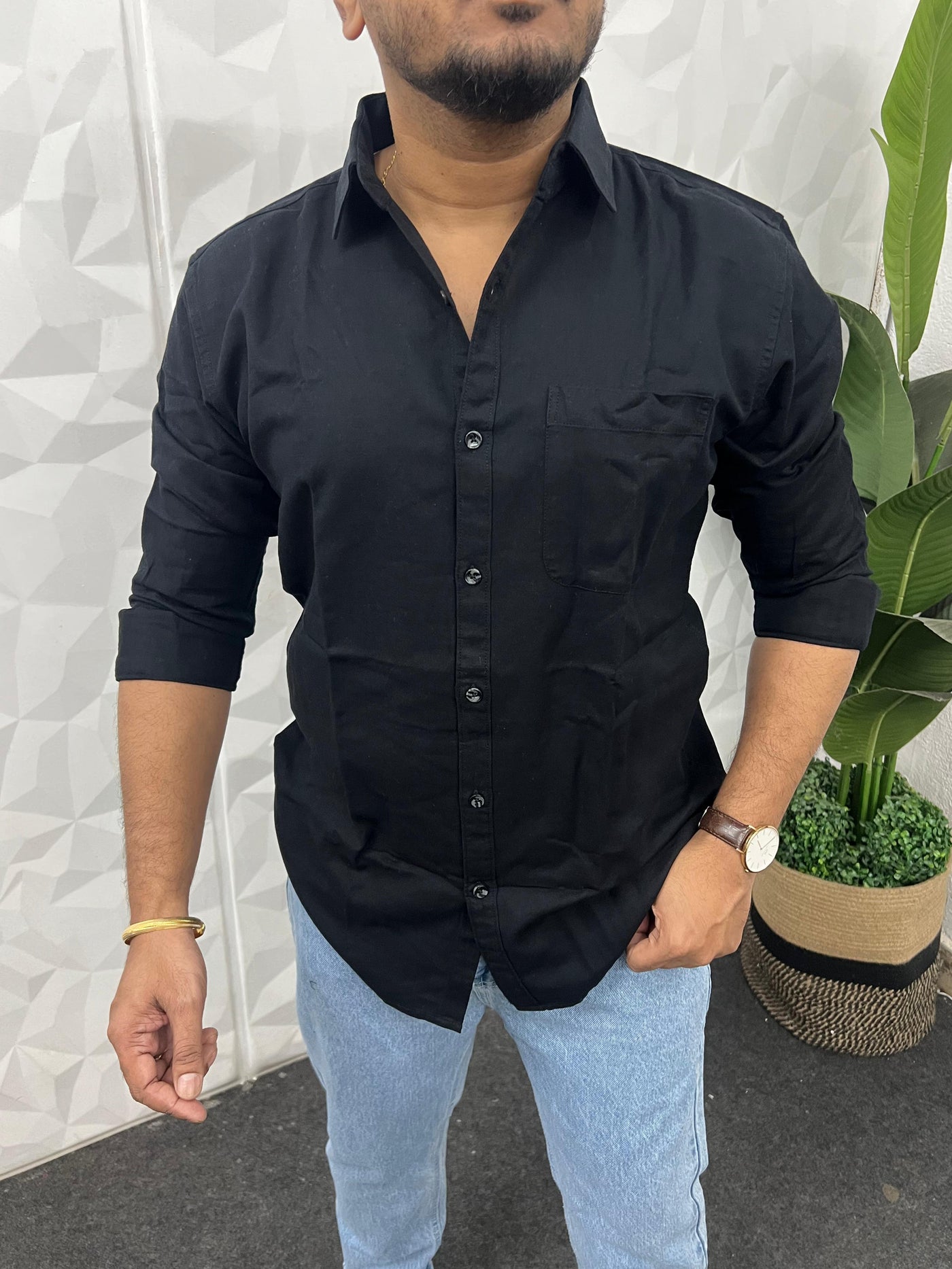 Twill fabric plain shirt