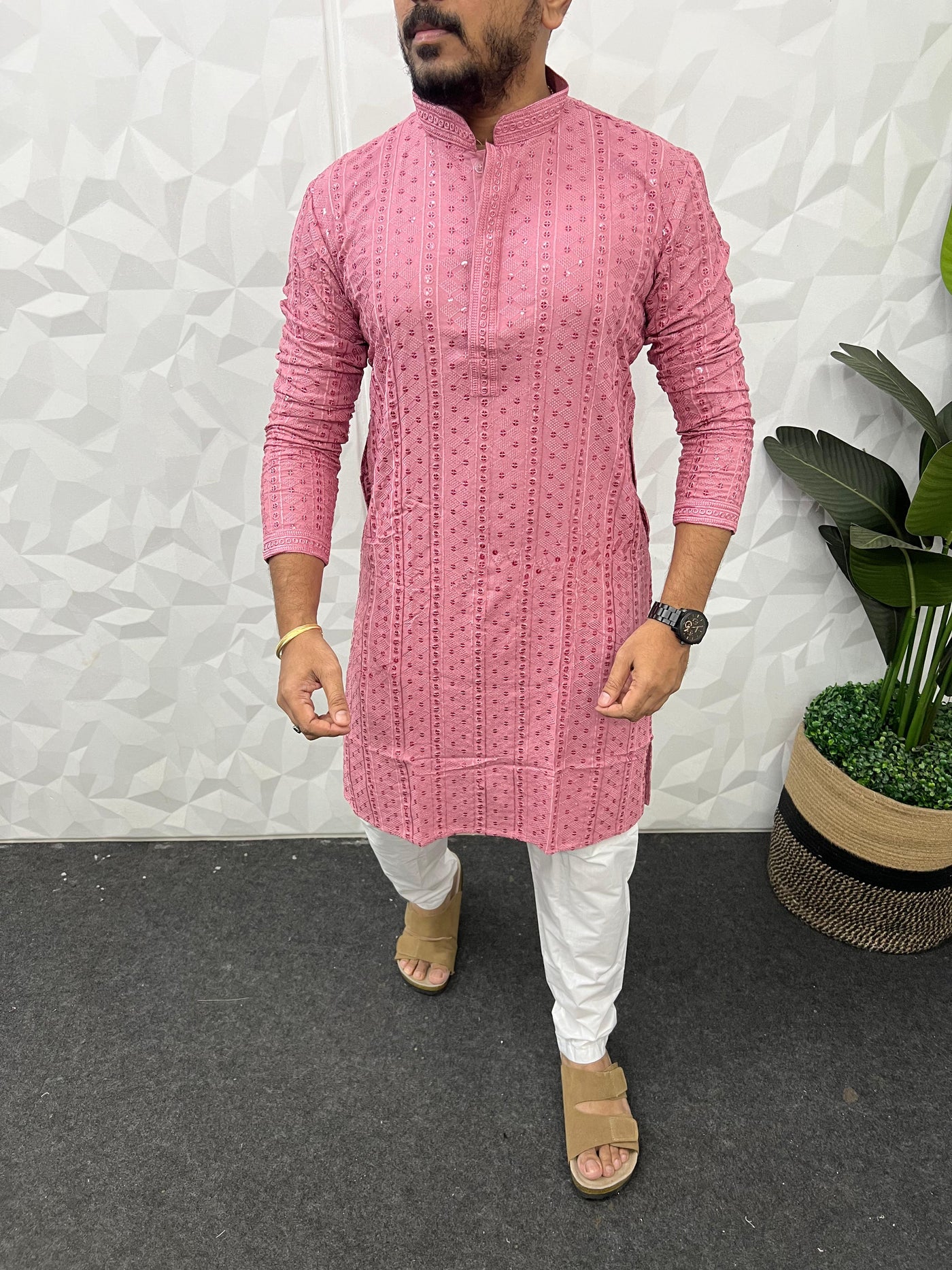 Lucknowi fabric long kurta