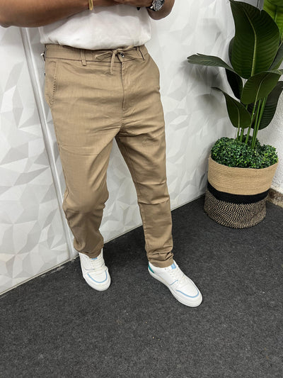 Dobby linen fabric pants