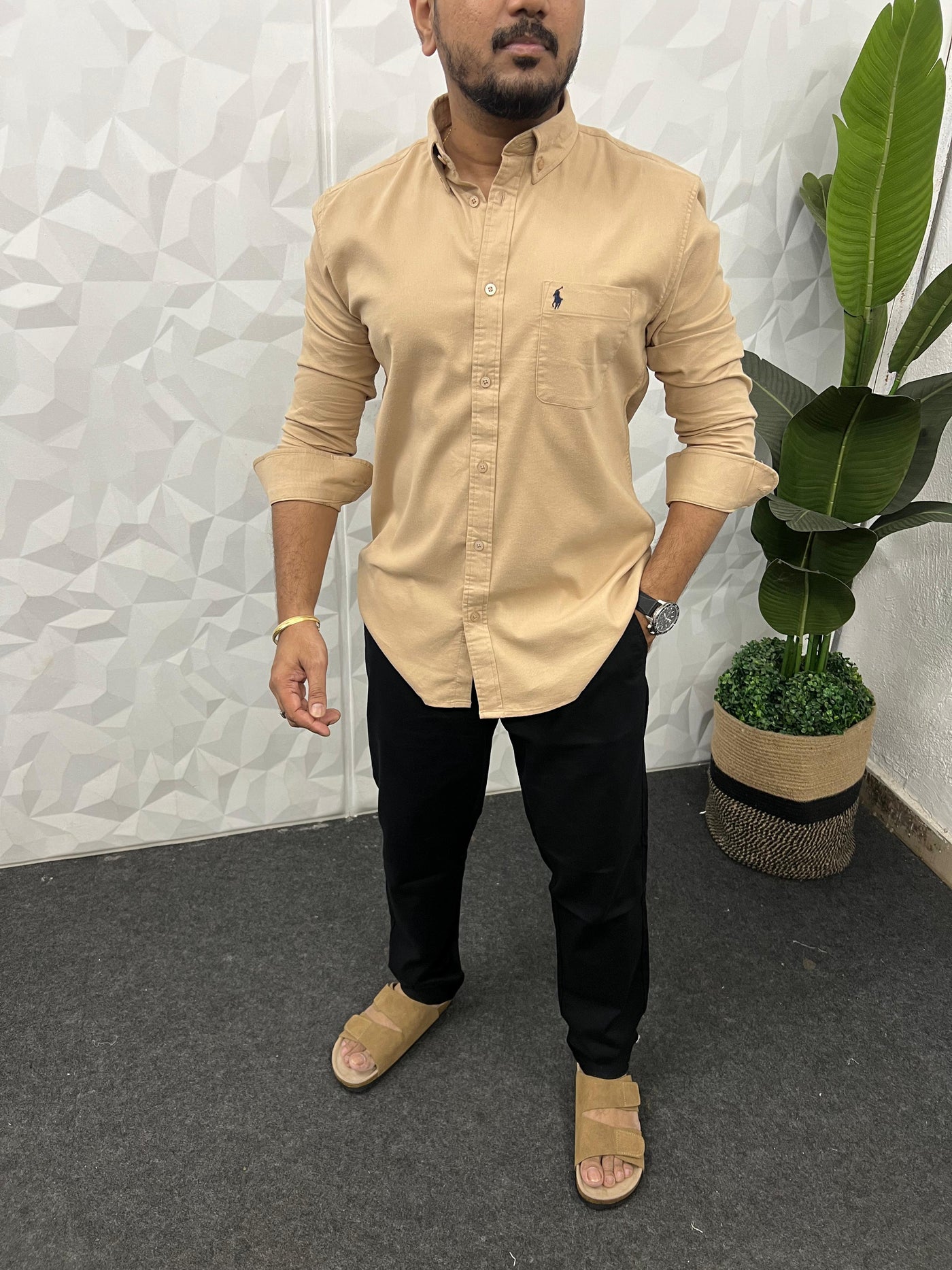 Corduroy lycra fabric shirt