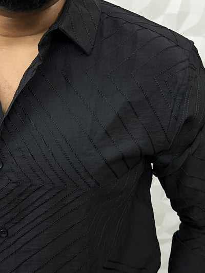 Turkey imp fabric embroidery shirt ( black )
