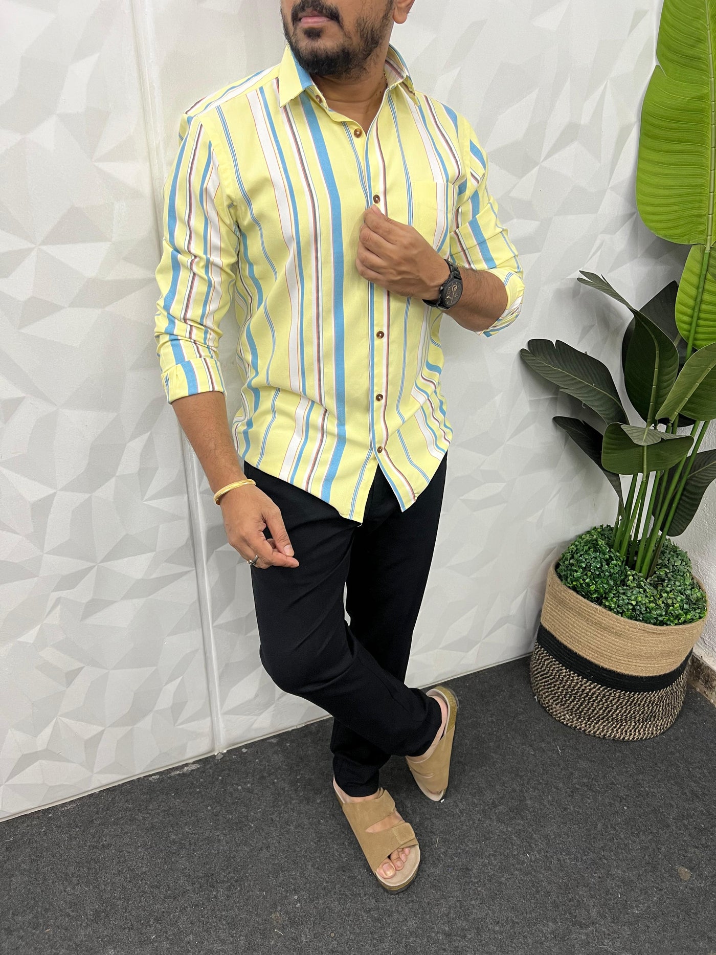 Oxford fabric multicolour stripes shirt