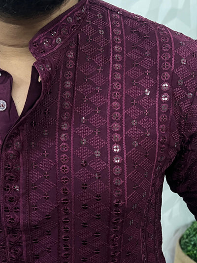 Lucknowi fabric long kurta