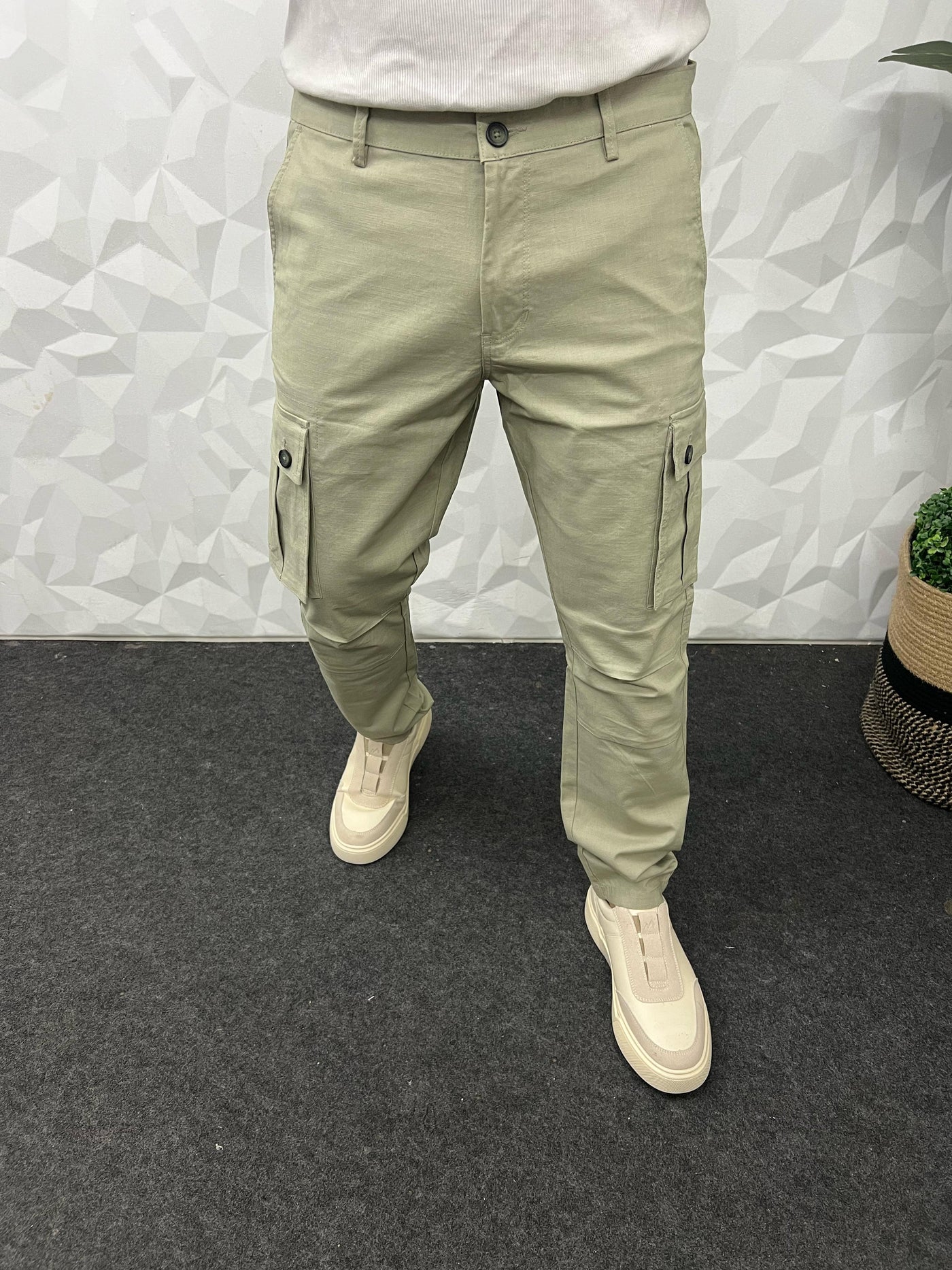 Linen fabric cargo pant