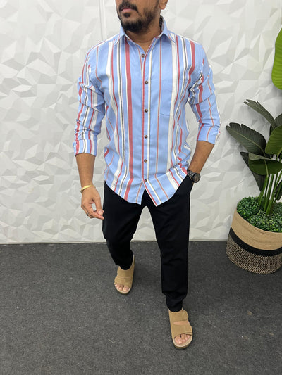 Oxford fabric multicolour stripes shirt