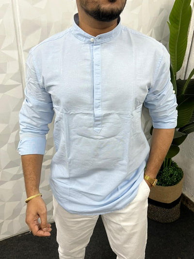 Slub linen short kurta