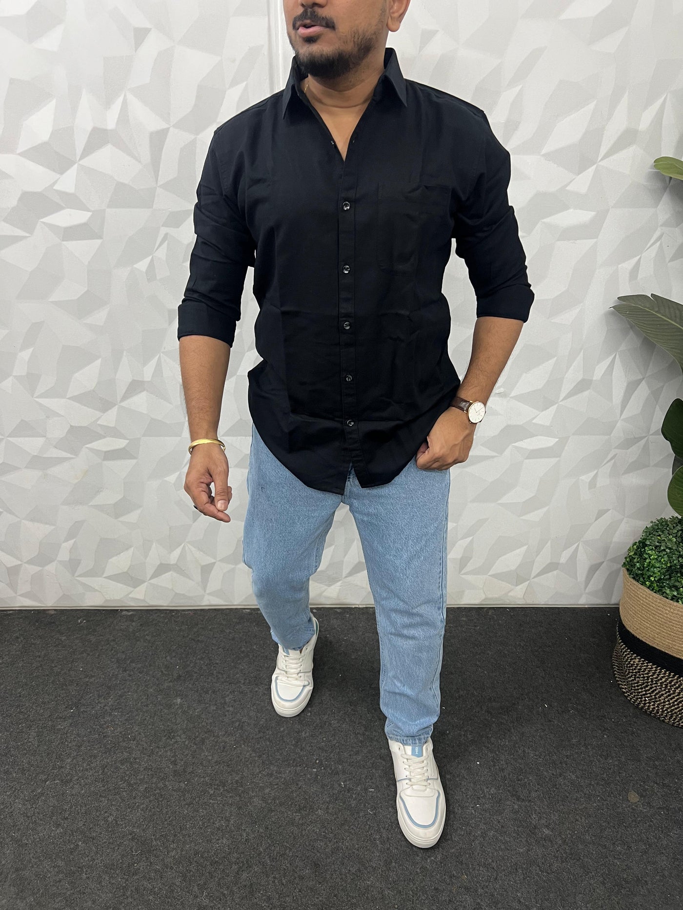 Twill fabric plain shirt