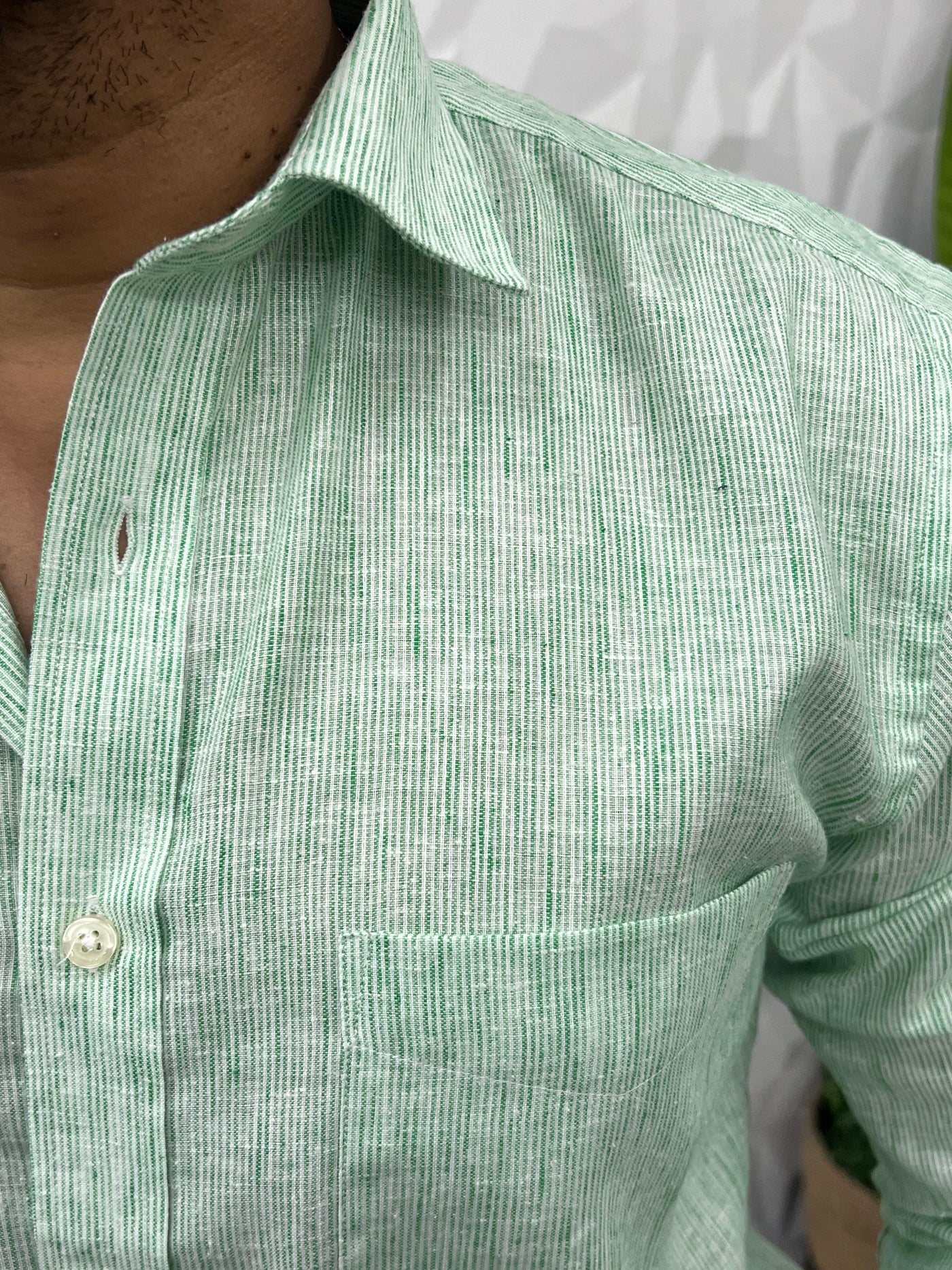 Oxford fabric fine stripes shirt