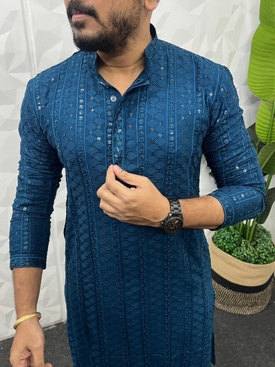 Lucknowi fabric long kurta