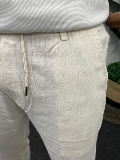 Imported fabric linen pants ( Beige )