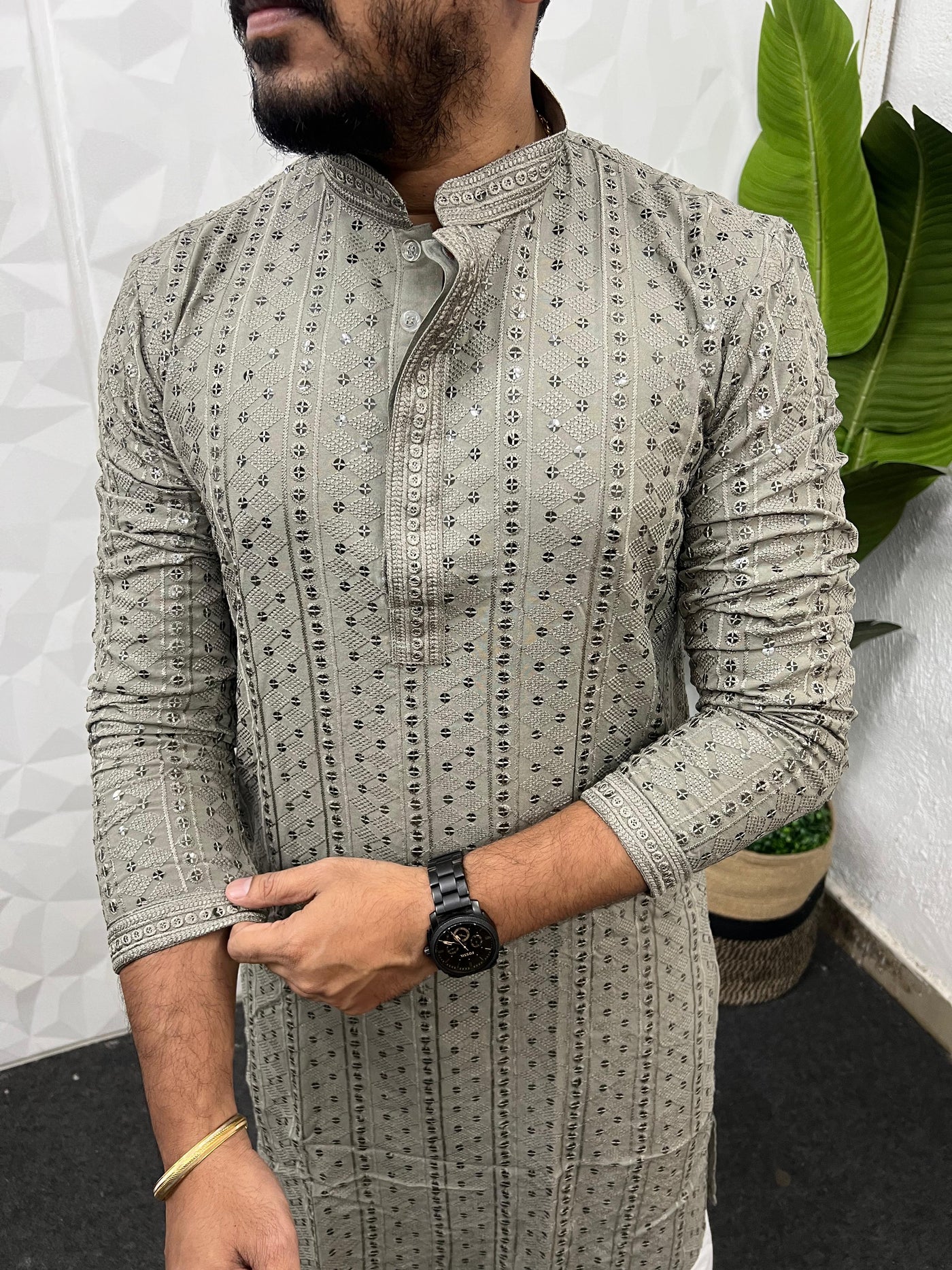 Lucknowi fabric long kurta