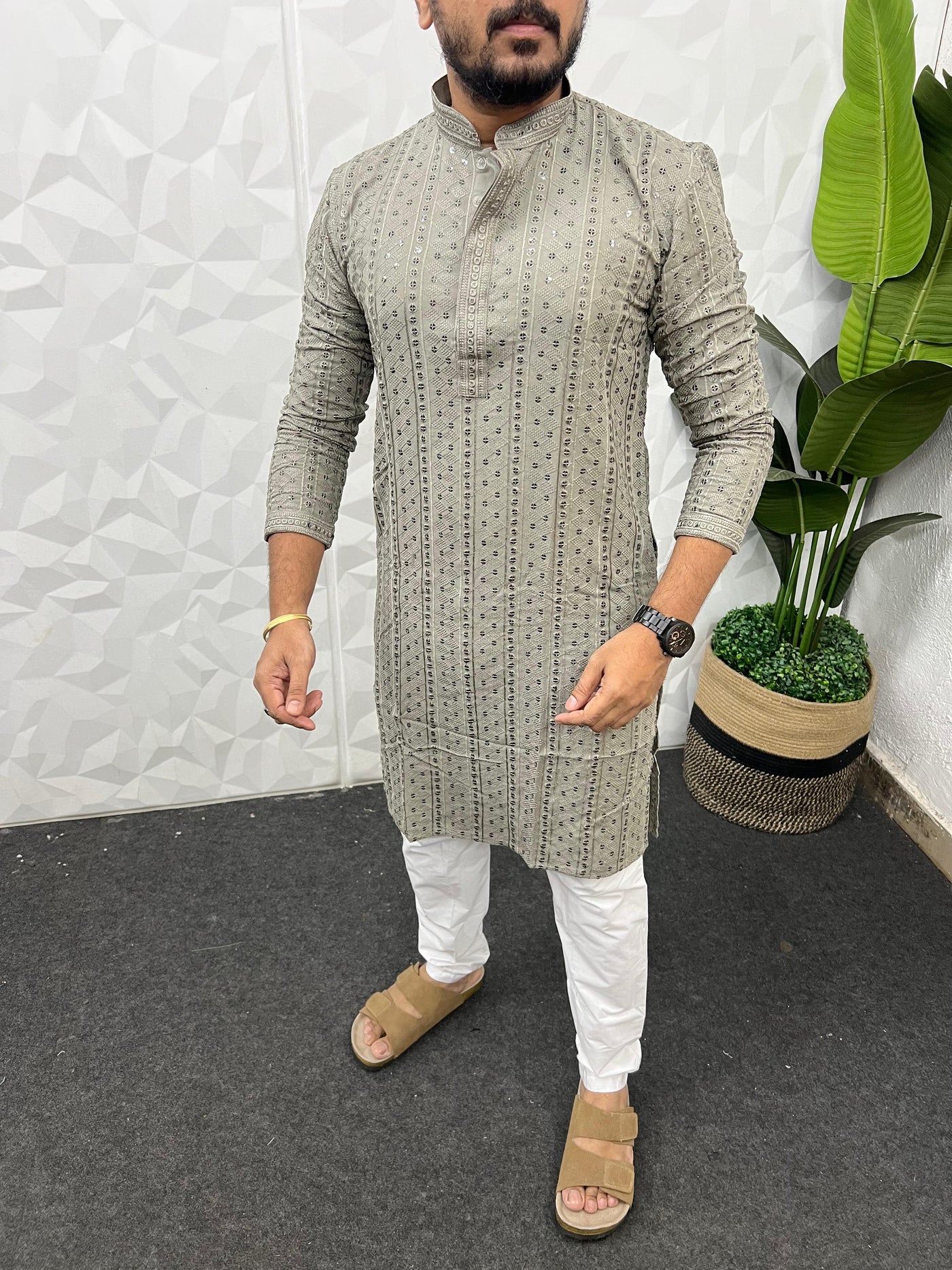 Lucknowi fabric long kurta