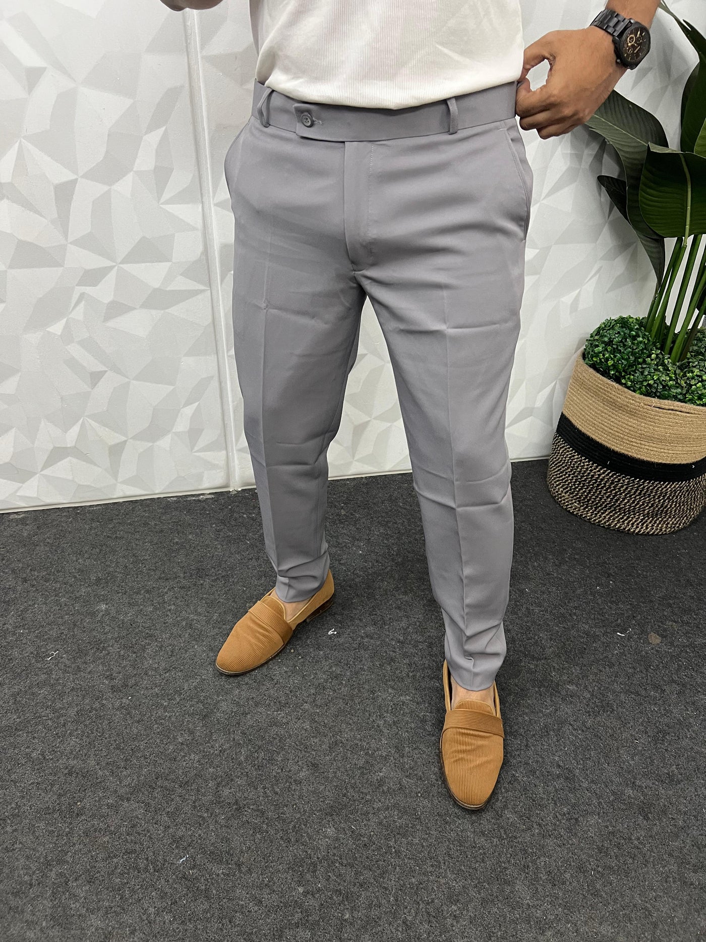 Cotton lycra fabric grey trouser