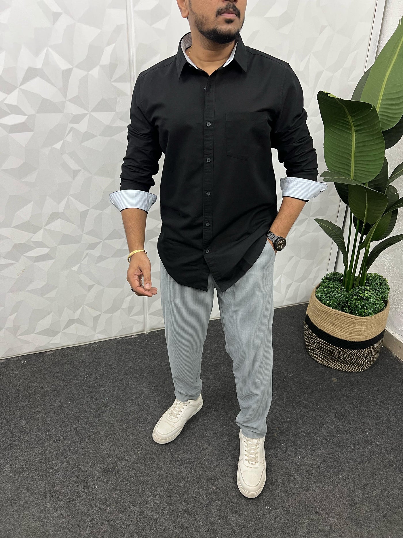 Cotton blend linen shirt