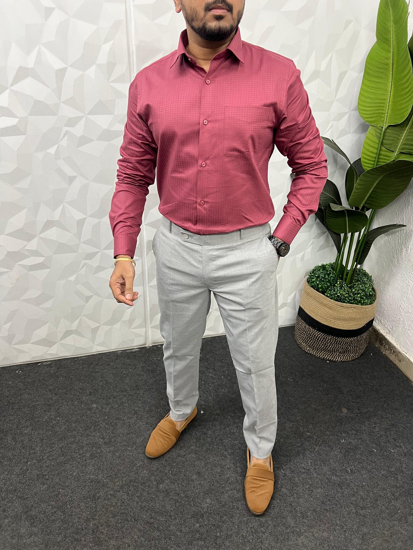 Self texture party wear shirt