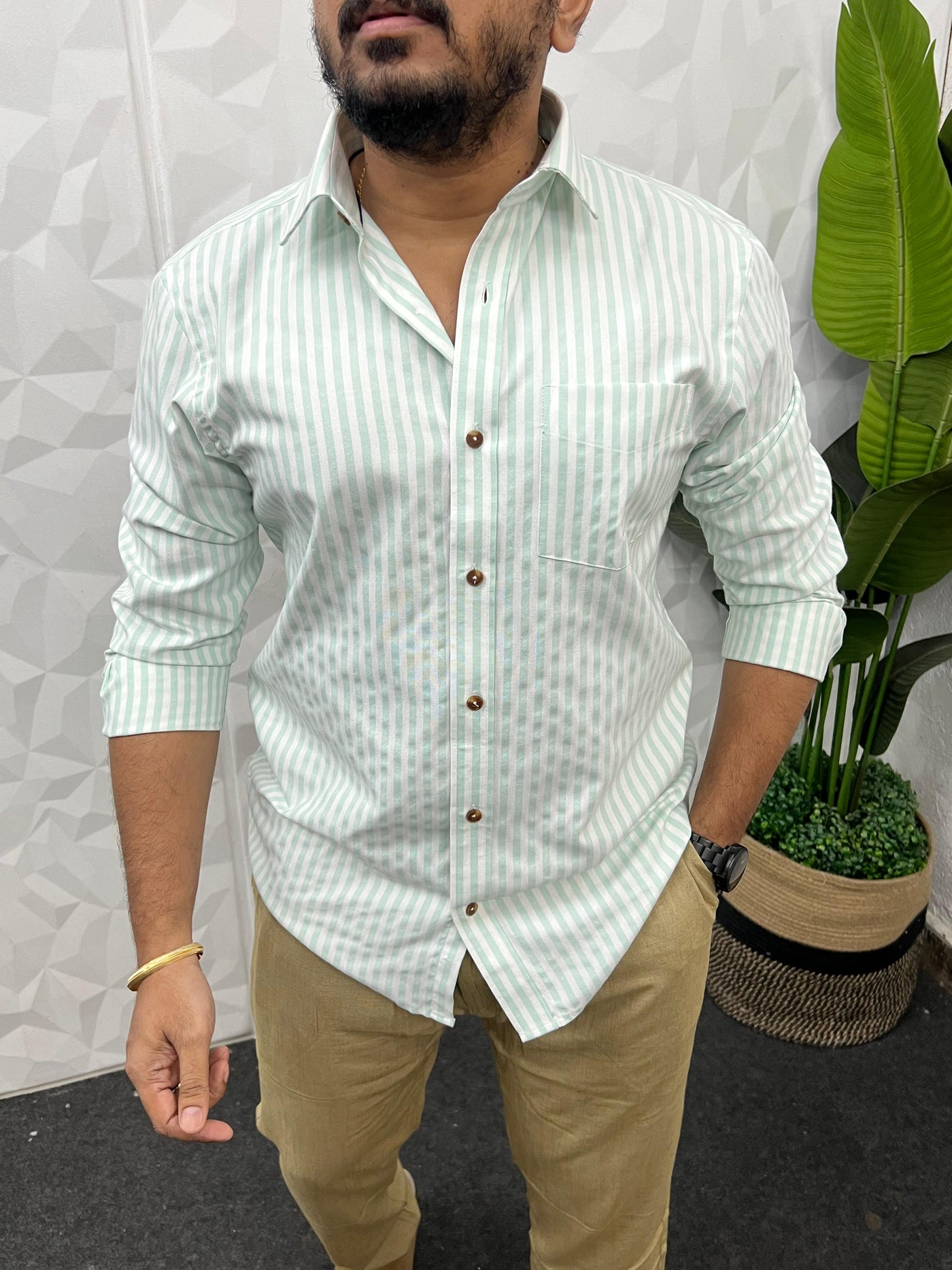 Oxford fabric old money stripes shirt