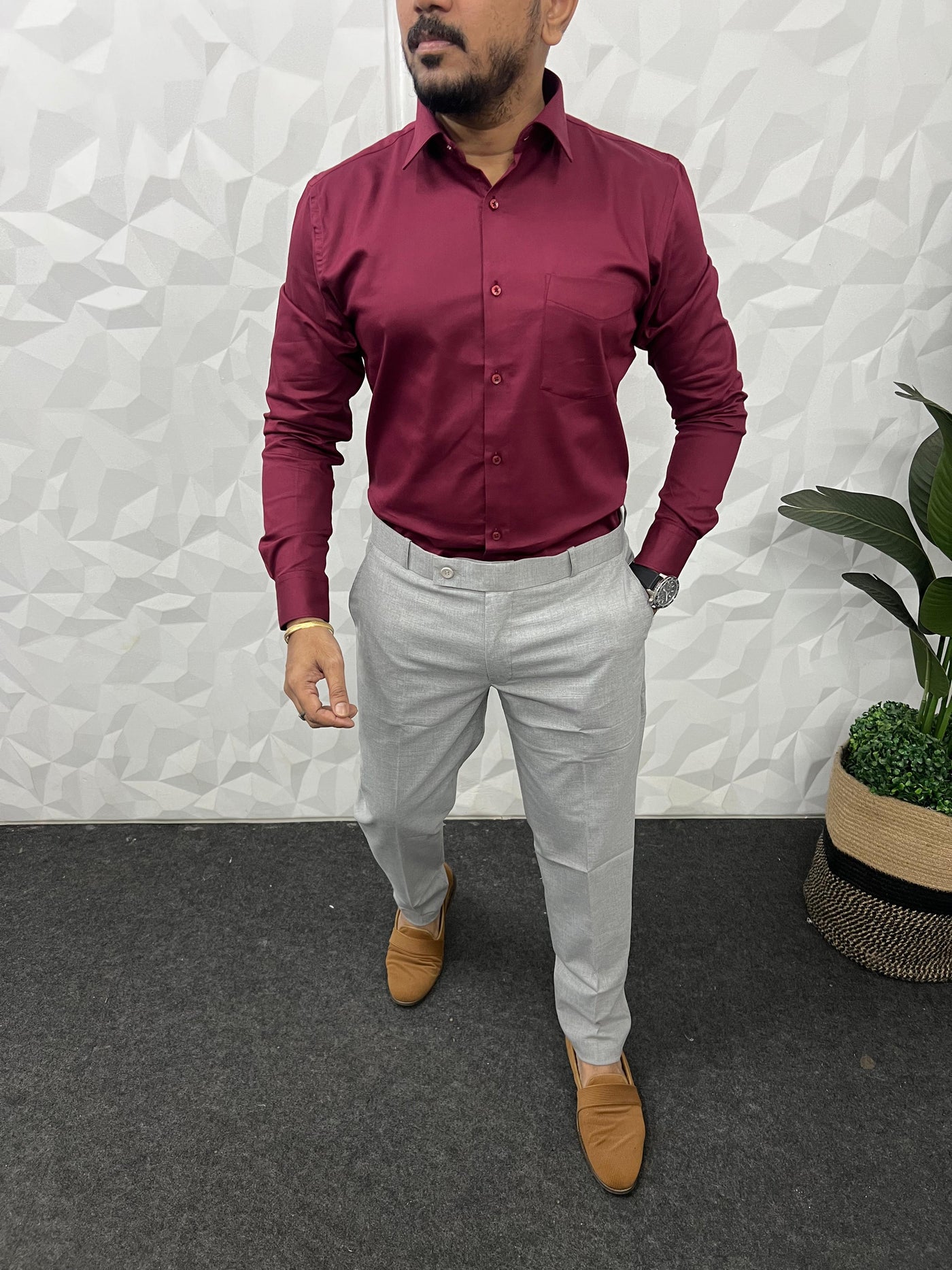 Cotton lycra fabric plain shirt